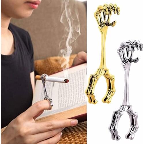 Elegant Cigarette Finger Holder Rings Vintage Skeleton Hand Smoker Holder Unisex R2LE