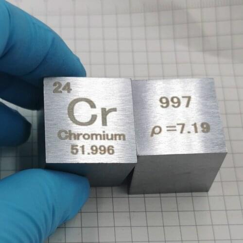 Chromium metal in the periodic table- Cube Side length is one inch (25.4mm) and weight is about 120g 99.7