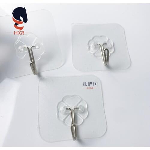 HXR 60mm*60mm Kitchen Bathroom Plastic Adhesive Hook Wall Sticky Mount Hanger Rack