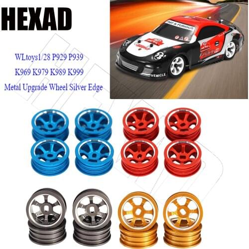 20mm Metal Upgrade Wheel Rim Set for WLtoys 1/28 P929 P939 K969 K979 K989 K999 With 4 Silver Edges
