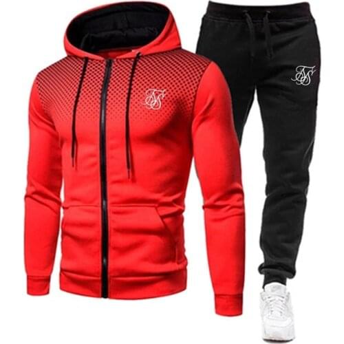 Mens Hoodie suit fashion sik silk brand print autumn casual Hoodie+pants men suit sports two piece Men Clothes Sportswear Sets
