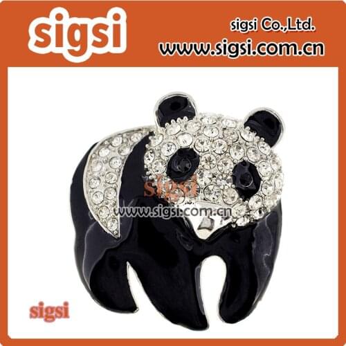 Cute panda shape crystal rhinestone brooch and pins