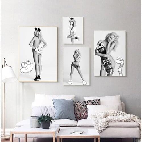 Fashion Kaws Sexy Model Girl Decorative Wall Art Pictures Poster Print For Bedroom Home Decor