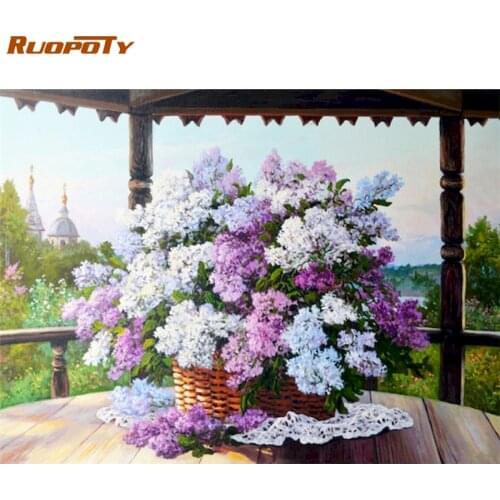 60x75cm DIY Coloring Oil Painting By Numbers Flowers For Adult Kids Art Picture Kit On Canvas Draw Acrylic Paint Crafts Decor Gi