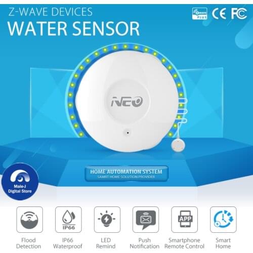 NEO COOLCAM Smart Water Leak Alarm Sensor Z-wave Plug Water Flood Leakage Sensor Flood Level Overflow Detector With Remote Probe