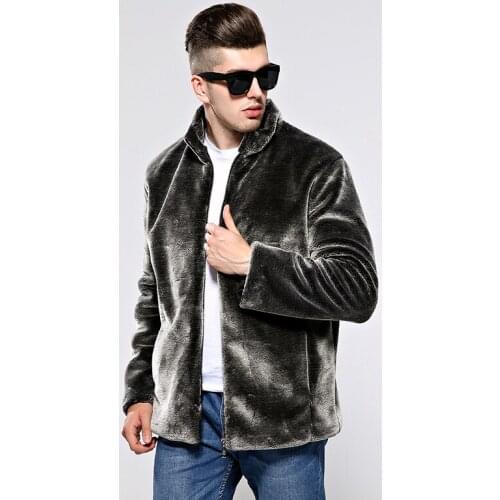 New Autumn Winter Fashion Stand Faux Fur Coats Men Casual Plus Size Faux Mink Fur Overcoat Solid Windproof Outwear Coat Man M480