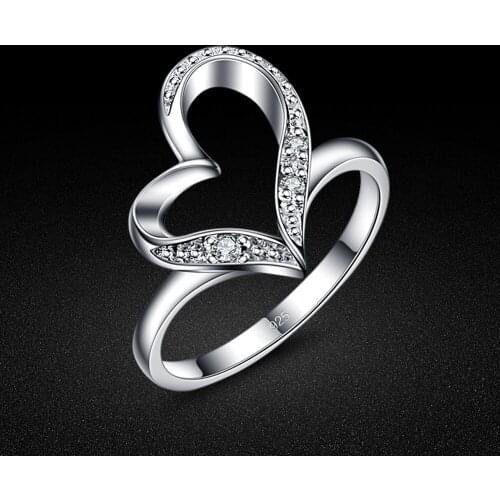 New Arrival Womens Genuine925 Silver Ring Cute Heart-Shaped Ring 5-8# Girl Birthday Party Accessories Gift Charm Jewelry