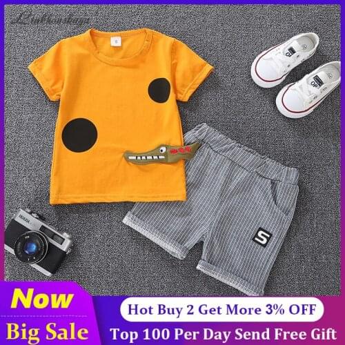 New Baby Clothing Set For Boys Girls 2020 Summer 2 Colors Casual Clothes Set Cute Cotton Crocodile Top Shorts Suits Kids Clothes