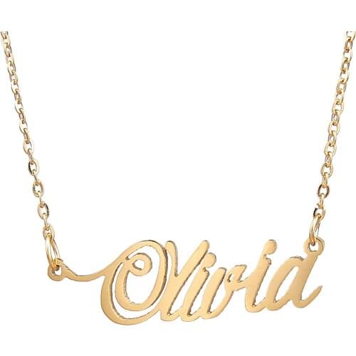 Women Men Gold Color Personalized Name Letter Necklace Stainless Steel Chains Necklaces Customized Bijoux Femme