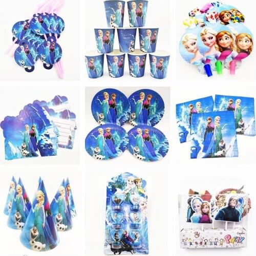 Princess Anna Elsa Birthday Party Decoration Kids Disposable Tableware Tablecloth Baby Shower Party Supplies Favors