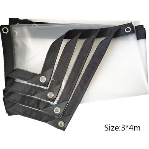 3x4m Transparent Tarpaulin Film Patio Outdoor Balcony Garden Plants Waterproof Rainproof Shelter Cover Household Supplies