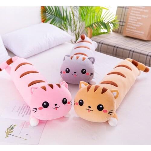 130cm Cute Soft Long Cat Pillow Plush Toys Stuffed Pause Office Nap Pillow Bed Sleep Pillow Home Decor Gift Doll for Kids Girl