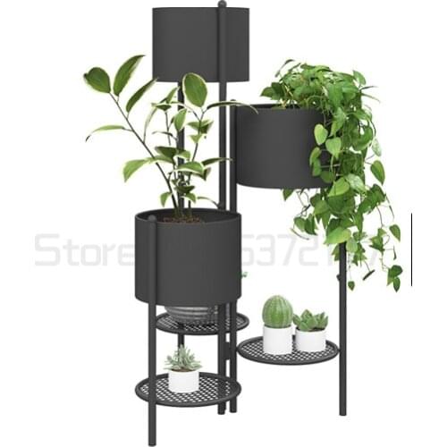 Nordic living room flower rack, iron art, multi-layer floor type green rose flower rack, simple and luxurious indoor flower