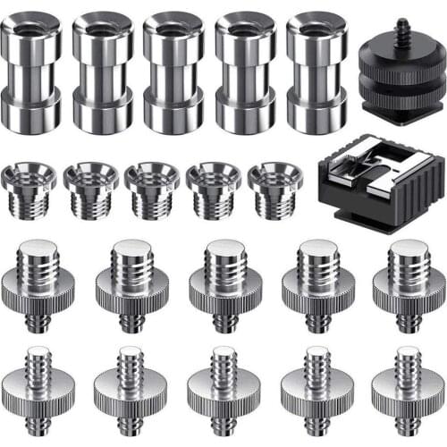 Tech 22 pcs Camera Hot Shoe Mount 1/4"-20 and 3/8"-16 Thread Tripod Screw Adapter Converter for Camera/Monopod/Ballhead/Light St