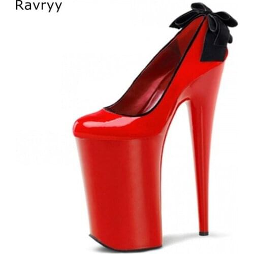 Sky-high Heels Red wedding shoes Woman high heel 20CM Platform Heel Sexy Pump Model Club Party Dress shoes stiletto heel