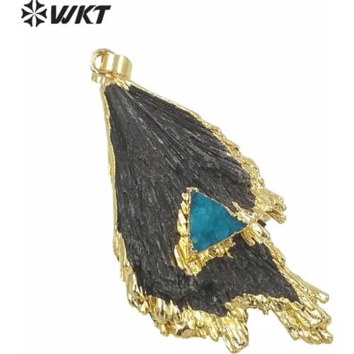 WT-P1369 Fashion natural stone pendant random shape elegant black color pendant for women necklace making only wholesale price