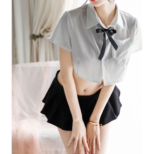 Women Sexy Cosplay Lingerie Student Uniform School Girl Sexy Cute Costumes JK Clothing Miniskirt Outfit Short Top Sets