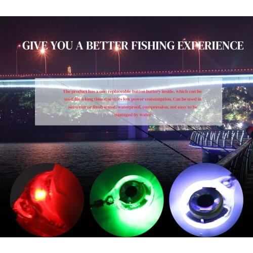 2 pieces Fishing Lure Light Outdoor Freshwater Saltwater Fishing LED Colorful Light Mini Lure Lamp Battery Powered