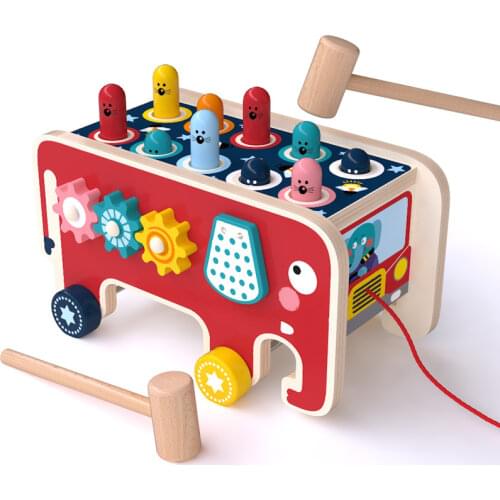 2020 Kids toys Wooden Elephant playing Whac-a-mole Game Montessori Learning Educational Training Toy hamster toy for gift
