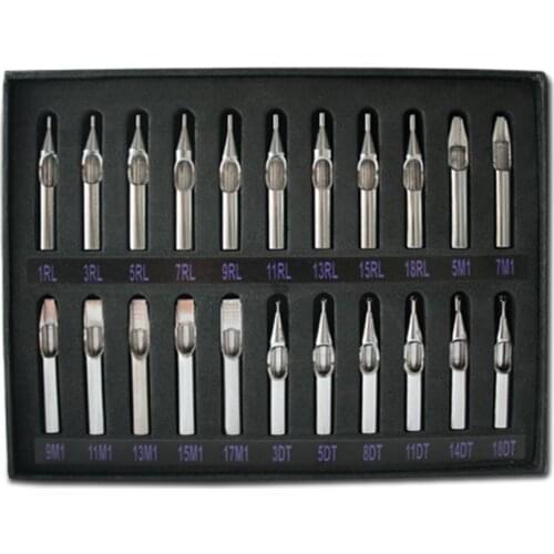 New 22PCS Stainless Steel Tattoo Kit De Tatuagem Tip Tattoo Tattoo Tips Mixed For Tattoo Supply Free Shipping