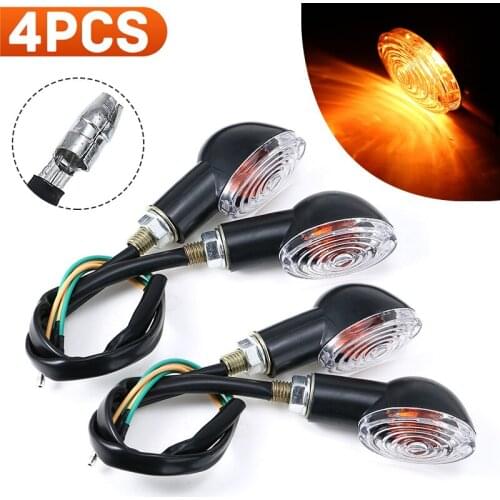 4pcs 12V 10W Motorcycle Amber Lens Turn Signal Light Mini Cat-eye Indicators Lamp For ATV Dirt Bike Scooter DIY Parts