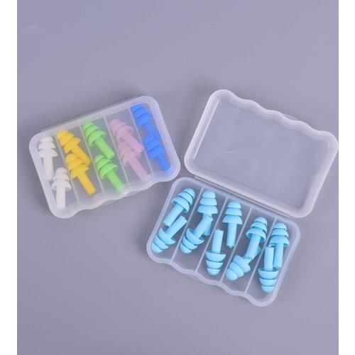 5 Pairs Soft Anti-Noise Ear Plug Waterproof Swimming Silicone Swim Earplugs For Adult Children Swimmers Diving