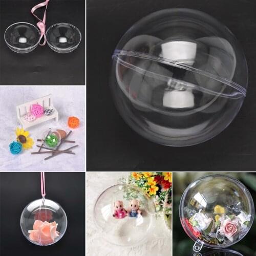 5pcs 5cm Ball Transparent Plastic Christmas Baubles Fillable Christmas Tree Decorations For Home Decor