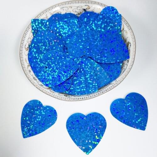 50g 32mm Flat Heart Sequins For Crafts Sewing Accessories Confetti Spangles Paillette Hologram Laser Dark Blue With 1 Hole