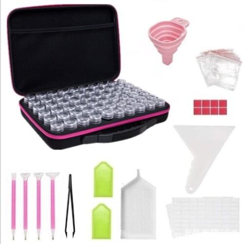 60 Cells Dismountable Diamond Painting Embroidery Accessories Tools Set Storage Container Box Carrying Case