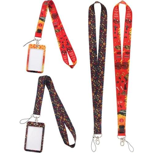 AD466 Patchfan Firemen Card Holders Case Phone Key Badge Camera USB Holders Neck Rope Lanyard with Keyring