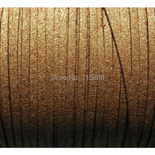 Free Ship 100 Meters 10mm x 1.5mm Metallic Gold Flat Faux Suede Leather Cord For Necklace and Bracelet