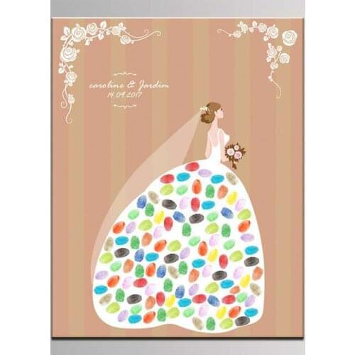 Free personalized wedding the bride wedding dress fingerprint DIY date and name of the engagement party and wedding decoration