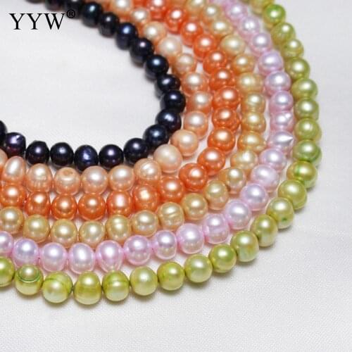 5-6mm Hole 0.8mm Bulk Pearl Bead Cultured Potato Freshwater Pearl Beads For Jewelry Making 15.4 Inch More Colors For Choice