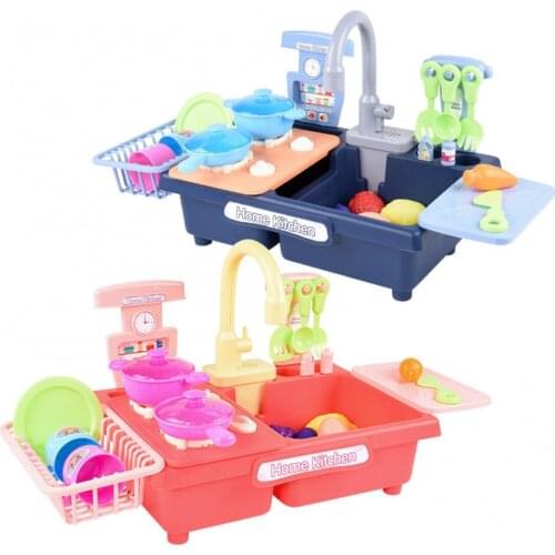 Children Realistic Dishwasher Automatic Water Outlet Electric Kitchen Sink Toys Simulation Kitchen Dishwasher Model