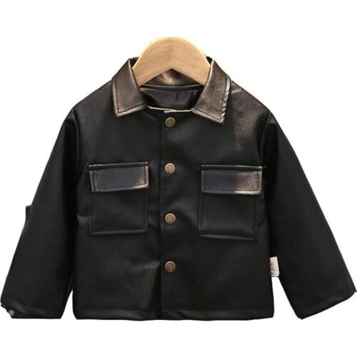 Kids Jackets For Boys Spring Leather Jacket Korean Children Fashion Solid Long Sleeve Toddler Boys Clothes