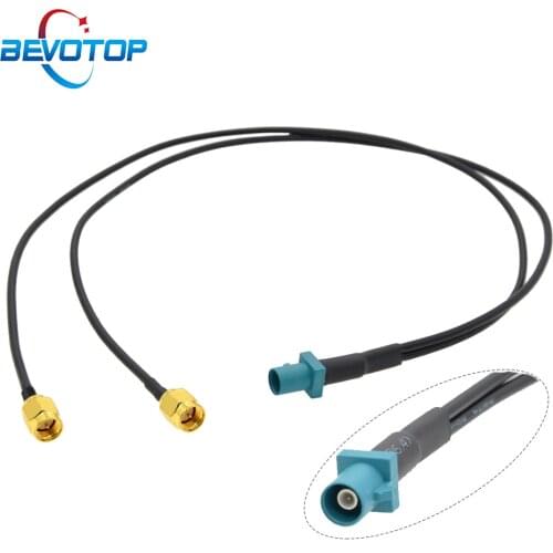 Fakra Z Male to Dual SMA Male Plug Y Type Splitter Pigtail RG174 Cable Car Navigation GPS Antenna Extension Jumper Coaxial Cable