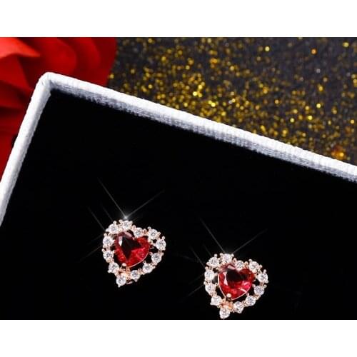 Fine Jewelry Romantic Heart Stud Earrings Japanese Korean Style S92 5 Unusual Earrings Womens Statement Valentines Day Gifts