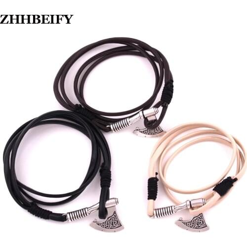 Drop shipping Axe Wrap anchor Bracelet Leather Accessories Slavic Perun Men Leather bangle Bracelets