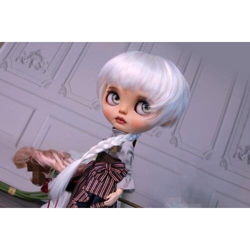 Blythes doll hair simulation fits a stylish 1/6 size high cold imitation mohair braids with a flat cut second dollar girl cold