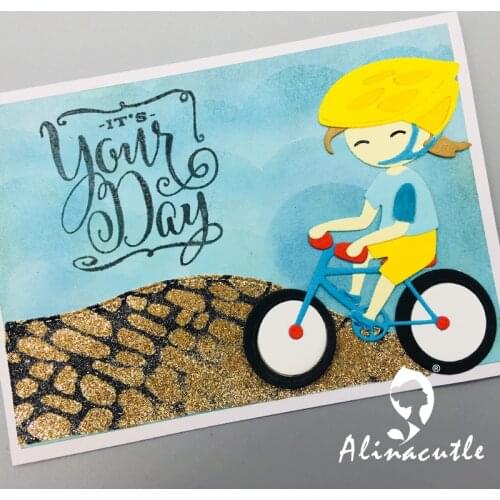 Metal Cutting die Cut Cycling girl Boy Doll bike bicycle Scrapbooking Paper Craft Handmade Card Punch Art Cutter Alinacutle