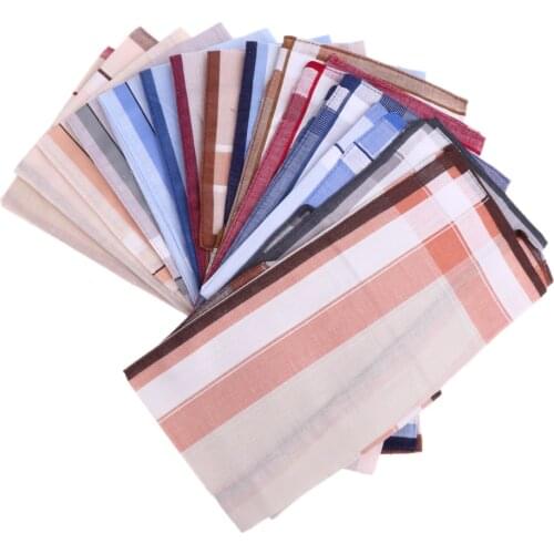 12pcs Vintage Handkerchief Mens Woven Cotton Square Plaid Striped Pocket Hanky Accessories for Weddings Parties Events