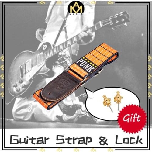 Guitar Strap & Lock Set W/ PU Leather Guitar Strap Adjustable Belt & Anti-slip Guitar Belt Locks Nails Guitar Accessories