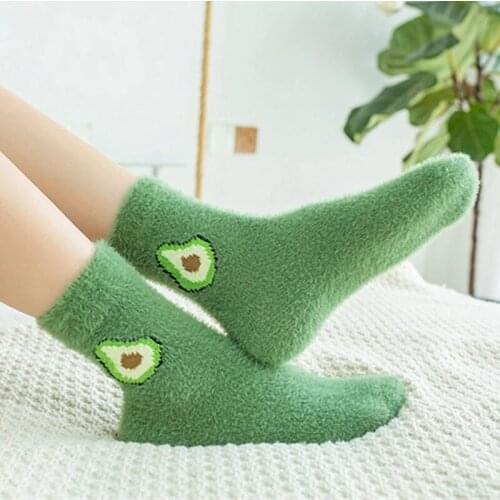 New Winter 1Pair Winter Women Funny Socks Cute Cartoon Fruits Lemon Japanese Harajuku skateboard Socks Lady Girl Home Long Socks