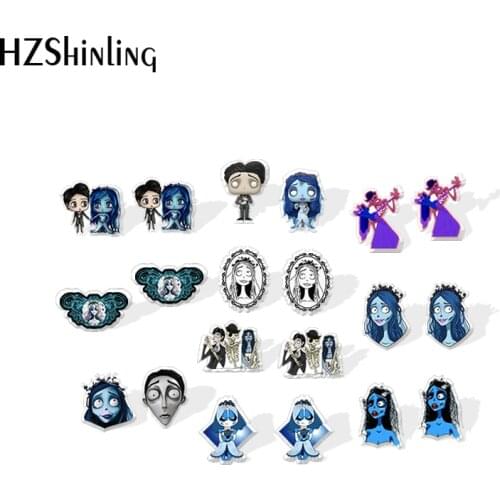 2020 New Corpse Bride Stud Earring Halloween Acrylic Earrings Handmade Resin Epoxy Jewelry Earring