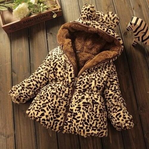 2020 Baby Coat Warm Winter Coat For Girls Hot Children Leopard Hooded Coats High Quality Clothes Jackets For Girls Kids Costume