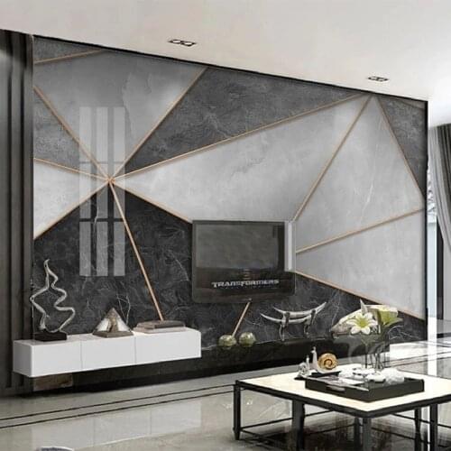 Custom Any Size Mural Wallpaper Modern Marble Geometric Line Wall Painting Living Room Sofa Bedroom Home Decor Papel De Parede