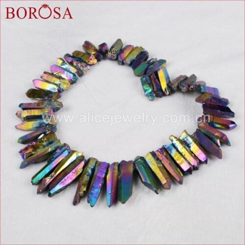 BOROSA Strand Rainbow Cluster Aura Titanium Druzy Quartz Crystal Point Loose Beads Titanium Quartz Angel Cluster G0100