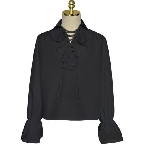 Medieval Cosplay Shirt Long Sleeve Renaissance Lacing Up Shirt Tops for Adults Larp Vintage Costume Fluffy Medieval Costume