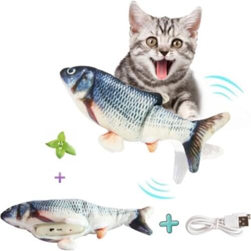 30CM Cat Toy Fish USB Electric Charging Simulation Dancing Jumping Moving Floppy Fish Cat Toy Electronic Fish For Cats Toys