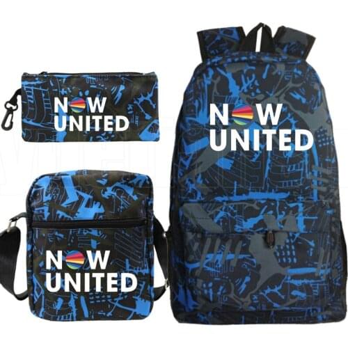 Mochila Now United Backpack Men 3 PCS/set UN Team Pencil Case Shoulder Bookbag Zipper Bag Pack Sac A Dos Plecak Hip Hop